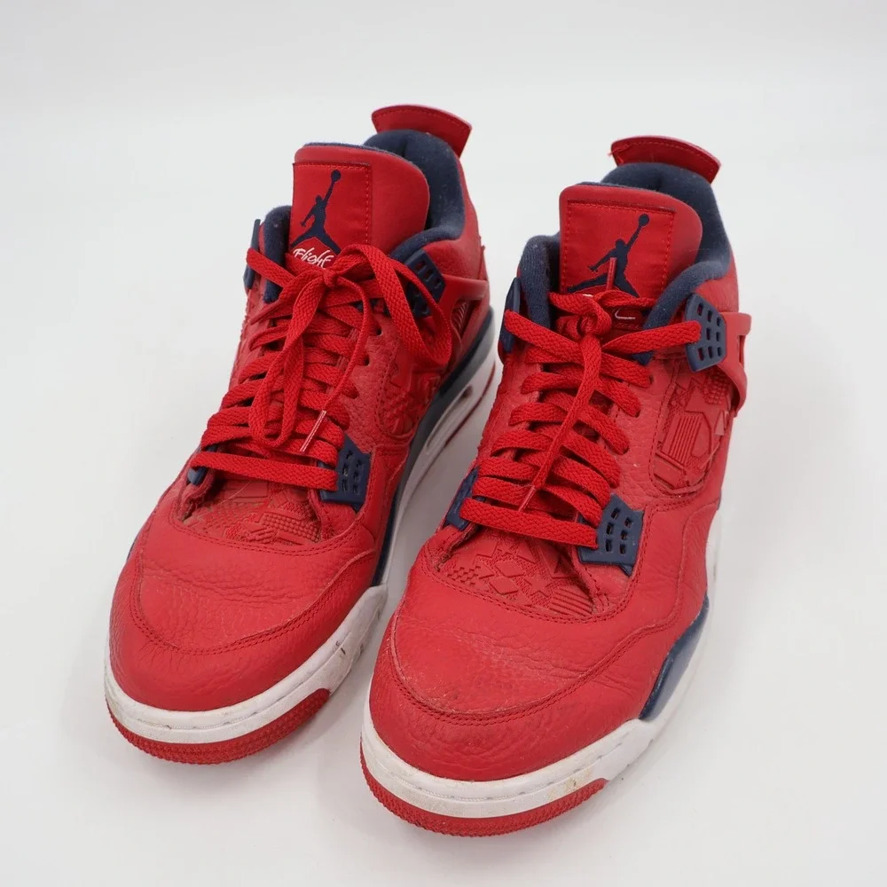 Jordan 4 Retro FIBA Mens Size 13 Red Obsidian White CI1184-617 Laser Etched